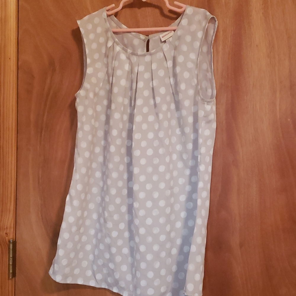 Grey with white polka dot dress tank